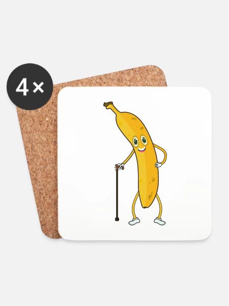 Alte Banane Opa Rentner - Untersetzer (4er-Set) - Weiß