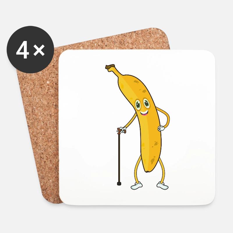 Alte Banane Opa Rentner - Untersetzer (4er-Set) - Weiß