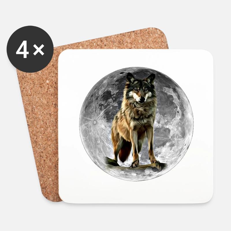 Wolf - Untersetzer (4er-Set) - Weiß