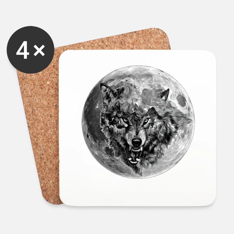 Wolf - Untersetzer (4er-Set) - Weiß