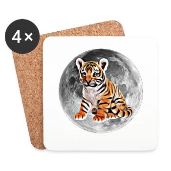 Tiger - Untersetzer (4er-Set) - Weiß - Vorne