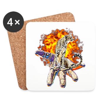 guépard - Dessous de verre (lot de 4) - blanc - Devant