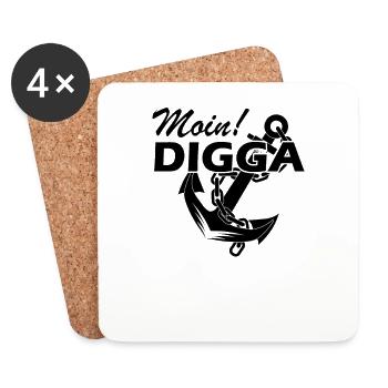 Moin Digga Anker - Untersetzer (4er-Set) - Weiß - Vorne
