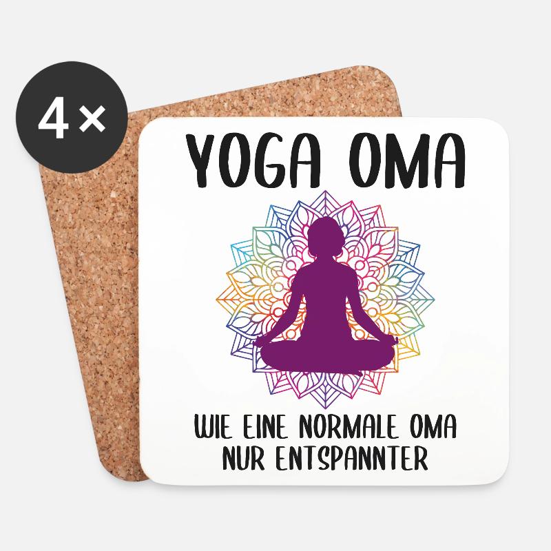 Yoga Oma Großmutter Lustiger Spruch Geschenk - Untersetzer (4er-Set) - Weiß