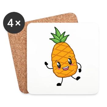 Ananas - Untersetzer (4er-Set) - Weiß - Vorne
