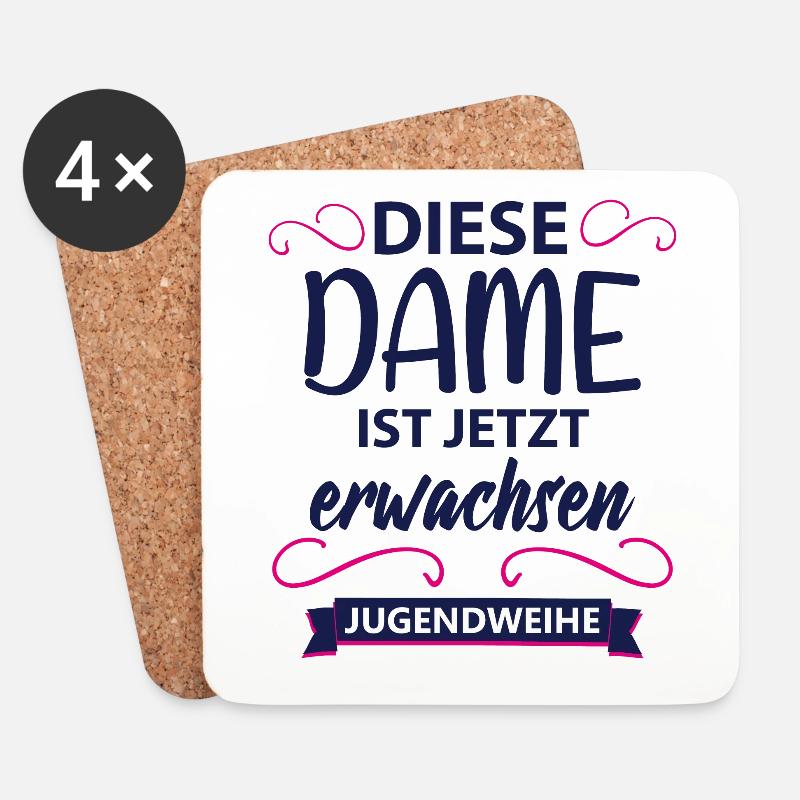 Jugendweihe Jugendfeier Geschenk Frauen Mädchen - Untersetzer (4er-Set) - Weiß