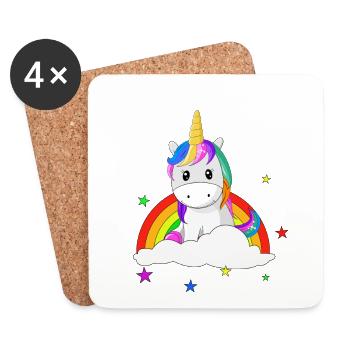 Einhorn für Einhörner Regenbogen Sterne - Untersetzer (4er-Set) - Weiß - Vorne