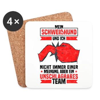 Mein Hannoverscher Schweißhund und Ich Spruch - Untersetzer (4er-Set) - Weiß - Vorne
