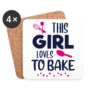 Fille de cuisson disant cadeau de boulangerie boulanger - Dessous de verre (lot de 4) - blanc - Devant