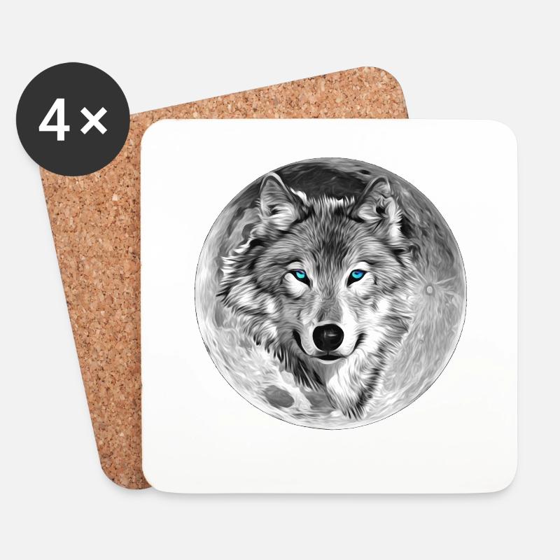 Wolf - Untersetzer (4er-Set) - Weiß
