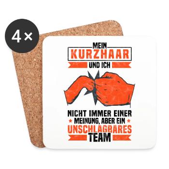Mein Deutsch Kurzhaar und Ich Vorstehhund Spruch - Untersetzer (4er-Set) - Weiß - Vorne
