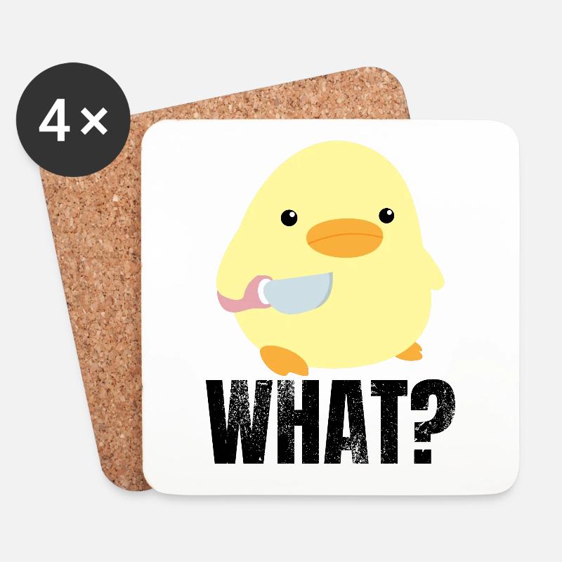 Süße Ente mit Messer Meme Küken Huhn Gans Was - Untersetzer (4er-Set) - Weiß