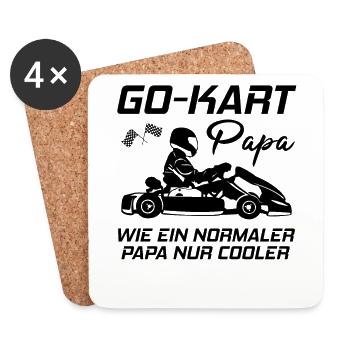 Kart Gokart Kartsport Kartfahrer Papa Geschenk - Untersetzer (4er-Set) - Weiß - Vorne