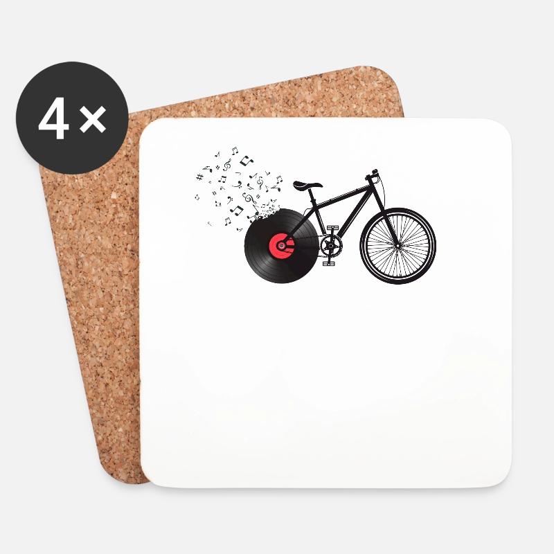 Fahrrad Vinyl Schallplatte - Untersetzer (4er-Set) - Weiß