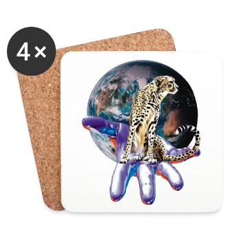 cheetah - Coasters (set of 4) - white - Front