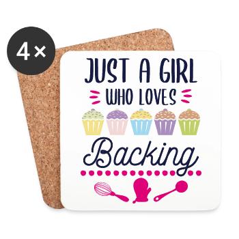 Backen Bäckerin Konditorin Mädchen Spruch Geschenk - Untersetzer (4er-Set) - Weiß - Vorne
