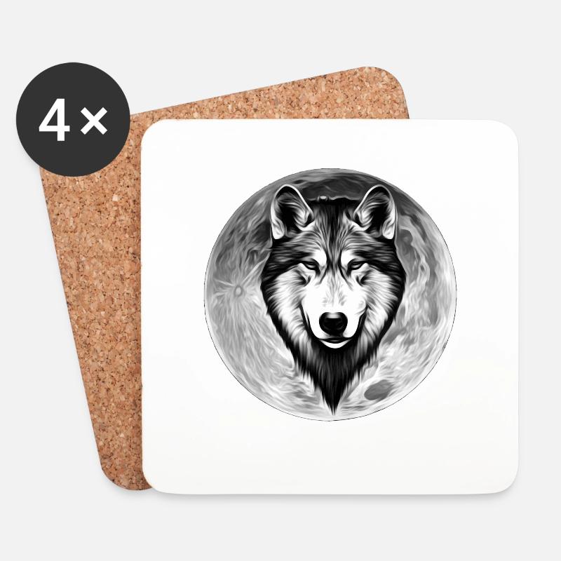 Wolf - Untersetzer (4er-Set) - Weiß