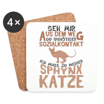 Sphynx Katze Unnötiger Sozialkontakt - Untersetzer (4er-Set) - Weiß - Vorne