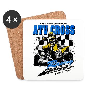 Course de quad - ATV Racer - Dessous de verre (lot de 4) - blanc - Devant