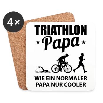 Triathlon Papa Vater Ausdauersport Geschenk - Untersetzer (4er-Set) - Weiß - Vorne