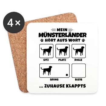 Mein Kleiner Münsterländer hört aufs Wort Geschenk - Untersetzer (4er-Set) - Weiß - Vorne