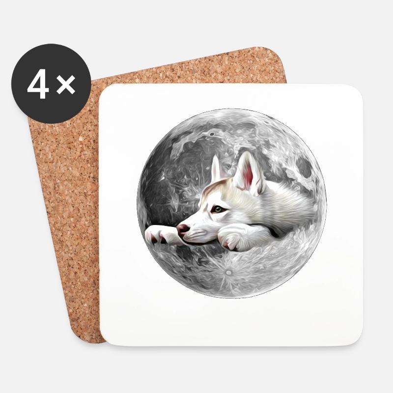 Wolf - Dessous de verre (lot de 4) - blanc