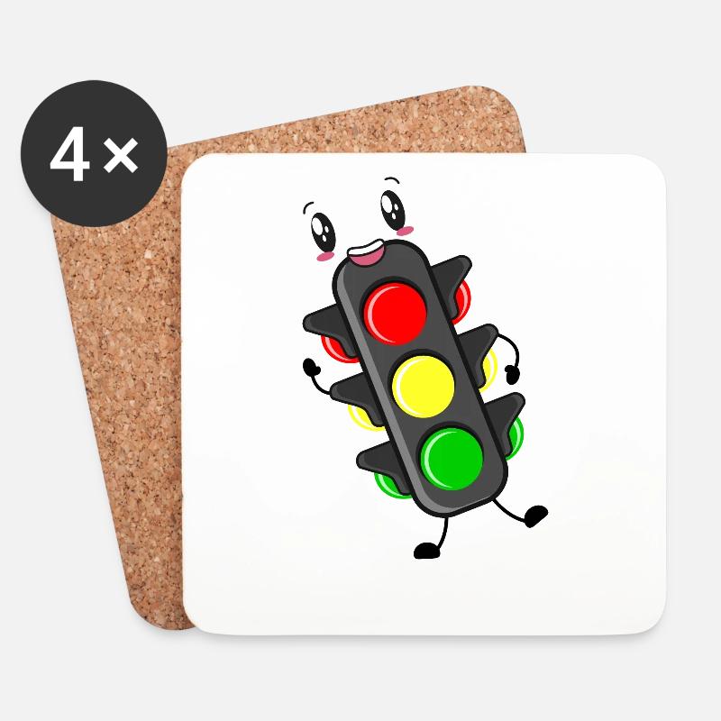 Ampel Führerschein - Untersetzer (4er-Set) - Weiß