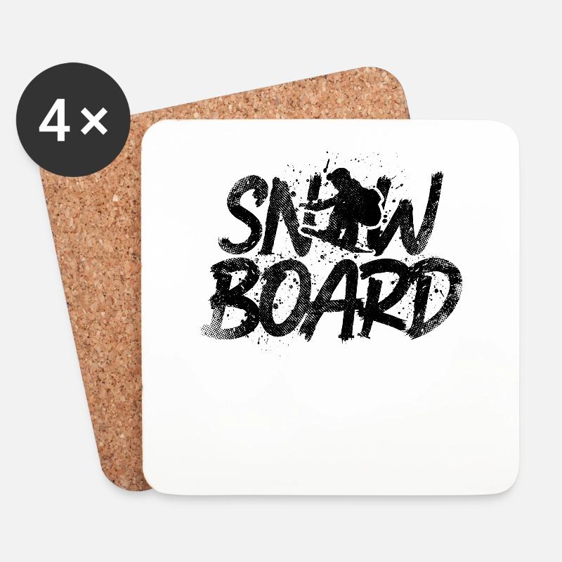 Snowboard - Untersetzer (4er-Set) - Weiß