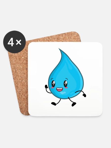 Wassertropfen Wasser - Untersetzer (4er-Set) - Weiß