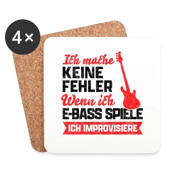 Bassisten machen keine Fehler E-Bass Spruch - Untersetzer (4er-Set) - Weiß - Vorne