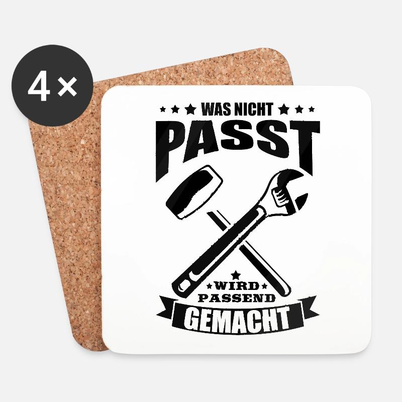 Handwerker Sprüche was nicht passt - Untersetzer (4er-Set) - Weiß