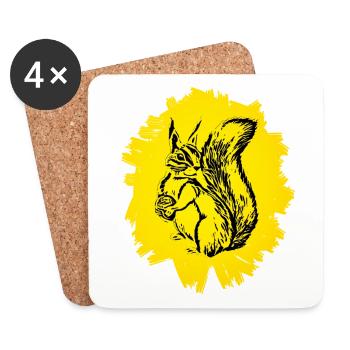 Écureuils - Dessous de verre (lot de 4) - blanc - Devant