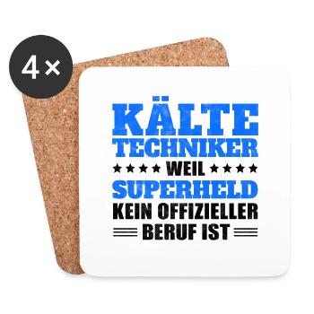 Kältetechniker lustiger Klimatechniker Spruch - Untersetzer (4er-Set) - Weiß - Vorne