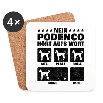 Podenco Hundetricks spanischer Jagdhund Spruch - Untersetzer (4er-Set) - Weiß - Vorne