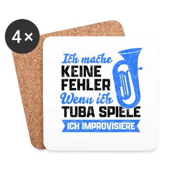 Tuba keine Fehler Tubist Tubaspieler Spruch - Untersetzer (4er-Set) - Weiß - Vorne