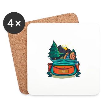 Let the adventure begin adventurer backpacker - Coasters (set of 4) - white - Front