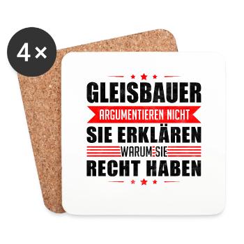 Überarbeiteter Gleisbauer Gleisbau Spruch - Untersetzer (4er-Set) - Weiß - Vorne