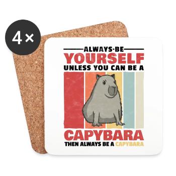 Sois un capybara drôle de cochon d’eau - Dessous de verre (lot de 4) - blanc - Devant