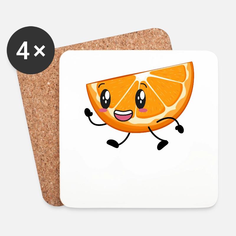 Orange - Untersetzer (4er-Set) - Weiß