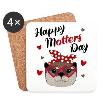 Lustiger Otter Muttertag Geschenk Mama Marder - Untersetzer (4er-Set) - Weiß - Vorne