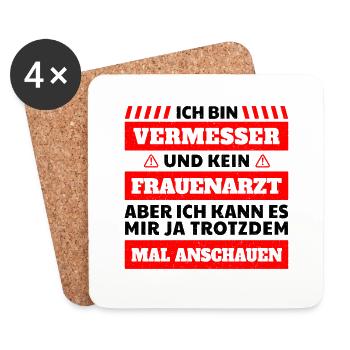 Ich bin Vermessungstechniker Vermesser Spruch - Untersetzer (4er-Set) - Weiß - Vorne
