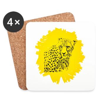Guépard - Dessous de verre (lot de 4) - blanc - Devant