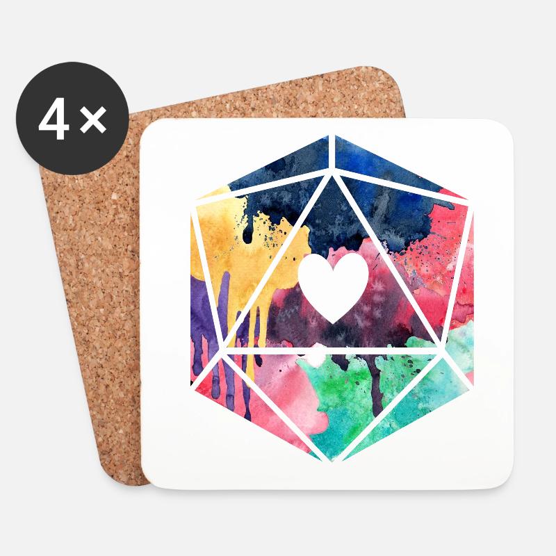 D20 Aquarell - Untersetzer (4er-Set) - Weiß