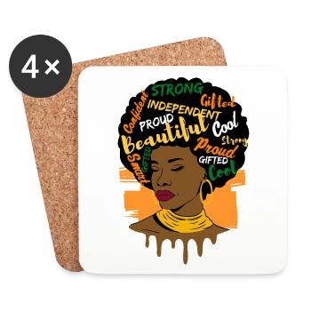 Femmes africaines Femmes Afro Queen Afrique Cadeau - Dessous de verre (lot de 4) - blanc - Devant