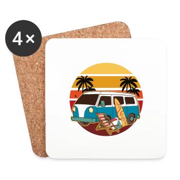 Bin im Urlaub komme vielleicht wieder Sommer Sonne - Untersetzer (4er-Set) - Weiß - Vorne