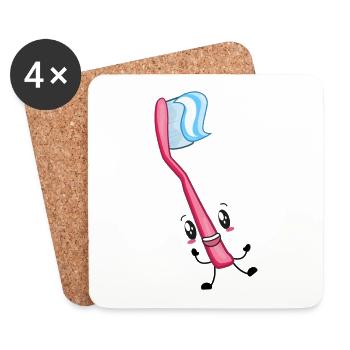 Brosse à dents Dentiste - Dessous de verre (lot de 4) - blanc - Devant