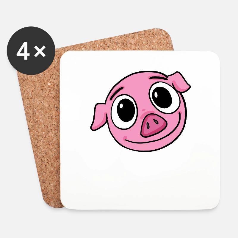 Schwein - Untersetzer (4er-Set) - Weiß