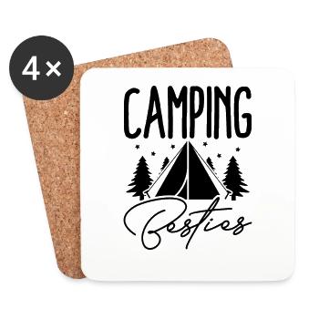 Camping Amis - Dessous de verre (lot de 4) - blanc - Devant