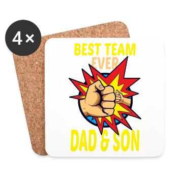 Father and Son Best Team Forever Gift Dad - Coasters (set of 4) - white - Front