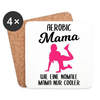 Aerobic Mama Fitness Gymnastik Geschenk Damen - Untersetzer (4er-Set) - Weiß - Vorne